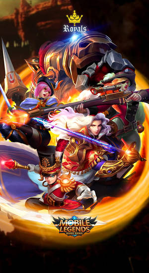 四位奇幻遊戲英雄在戰鬥中，伴隨著發光武器和金色能量漩渦。