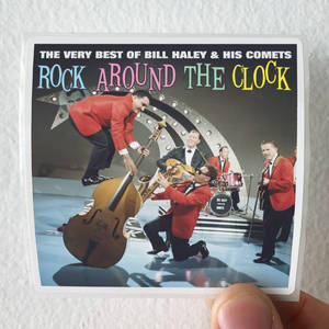 手持 Bill Haley and His Comets 演奏搖滾音樂的復古專輯封面。