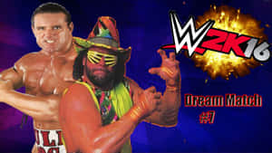 WWE 2K16 Dream Match宣傳藝術中的兩名職業摔角手。 — 摔角 GIF 壁紙