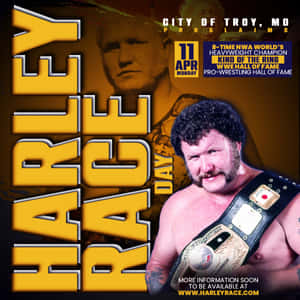 Harley Race Day活動海報，摔角手持冠軍腰帶。 — 摔角 GIF 壁紙