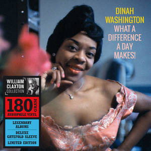 Dinah Washington 身穿粉紅色連衣裙為復古爵士專輯封面微笑。 — 音樂 GIF 壁紙