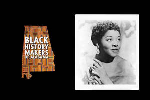 Black History Makers of Alabama 圖形與黑人女性的復古肖像。 — 音樂 GIF 壁紙