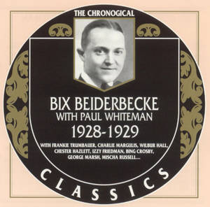 復古爵士專輯封面，帶有Bix Beiderbecke肖像和華麗金色設計。