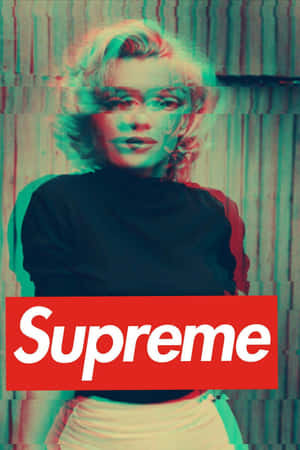 帶有故障效果和Supreme標誌的瑪麗蓮夢露肖像。 — 瑪麗蓮·夢露 壁紙
