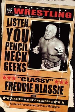 WWE Legends of Wrestling海報，包含Freddie Blassie和大膽文字。 — Huawei MatePad 壁紙