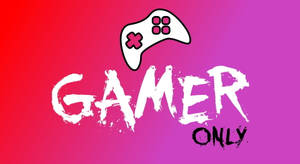 彩色漸變背景上帶有控制器圖標的 Gamer Only 文字