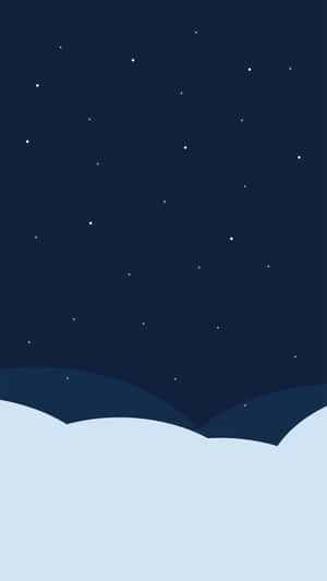 淺藍色山丘上方有星星的深藍色夜空 — 太空美學 GIF 壁紙