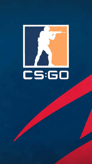 CS:GO標誌，士兵剪影和藍色背景上的紅色條紋 — Pixel 3 壁紙