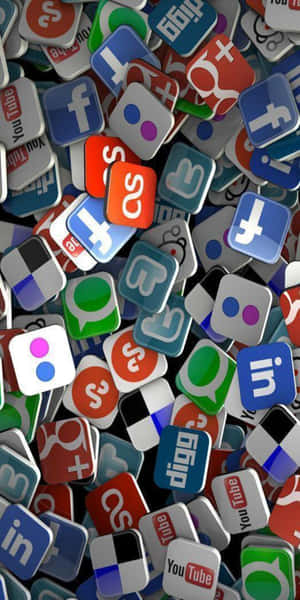 一堆社交媒體應用程式圖標，包括 Facebook、YouTube 和 Twitter