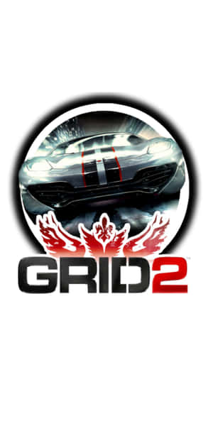GRID 2遊戲標誌，特色為帶有紅色條紋的銀色賽車。