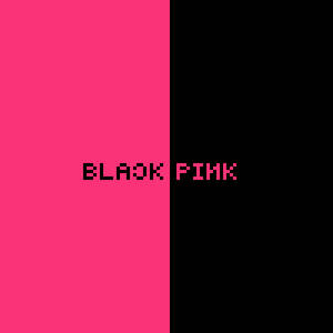 粉紅色和黑色背景上的像素化BLACK PINK標誌