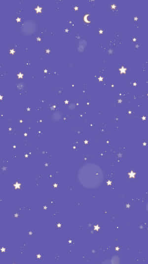 帶有星星和彎月的紫色夜空