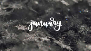 帶有白色字體「january」的霜凍紋理 — 新年快樂 GIF 壁紙