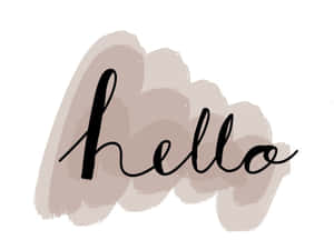 黑色草書「hello」在米色水彩筆觸之上。 — 早晨咖啡 壁紙