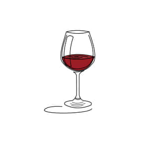一個簡單的酒杯線條畫，內有紅酒。 — iPad Pro M4 壁紙
