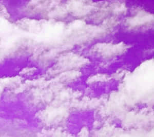 紫色天空配上蓬鬆白色雲朵，營造夢幻氛圍。 — 淺紫色動態圖片 壁紙