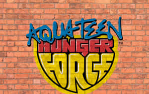 Aqua Teen Hunger Force 標誌以塗鴉風格繪製在磚牆上。 — 水 teen 飢餓力量 壁紙