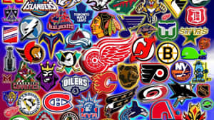 以鮮豔色彩密集排列的NHL球隊標誌為特色的壁紙。 — 棒球 壁紙