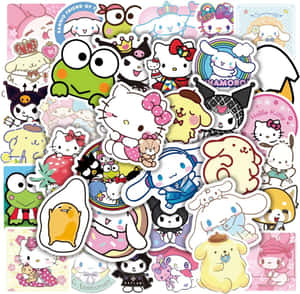 包括Hello Kitty和朋友們在內的粉彩Sanrio角色貼紙系列。 — Hello kitty 美學 GIF 壁紙