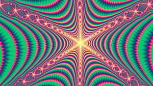 霓虹綠和洋紅色的輻射分形圖案，帶有發光的星爆。 — 碎形動畫 壁紙