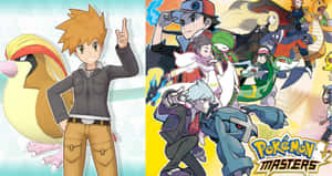 Pokémon Masters 動漫角色和寶可夢以鮮豔色彩擺出動作姿勢。