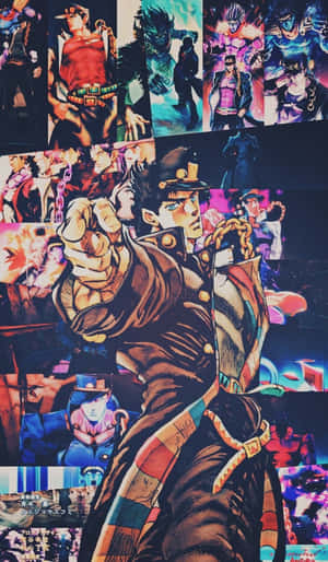 JoJo的奇妙冒險角色擺出動作姿勢的動畫拼貼畫。 — Galaxy Tab A11 壁紙