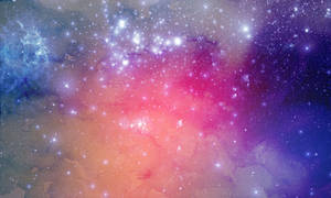 色彩繽紛的宇宙星雲，帶有發光的星星和粉紅色、藍色和橙色的漩渦雲。 — 藝術 壁紙