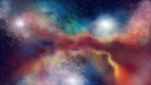 色彩繽紛的星雲，在深空中發光的雲和明亮的星星。 — Astroworld GIF 壁紙
