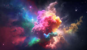 深空中閃爍著星星的多彩宇宙星雲。