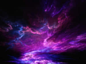 在深空中閃耀的電光紫和藍色星雲，點綴著散落的星星。 — 淺紫色動態圖片 壁紙