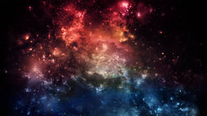 色彩繽紛的宇宙星雲，在深空中帶有紅色和藍色的雲層以及散落的星星。 — 星星 壁紙