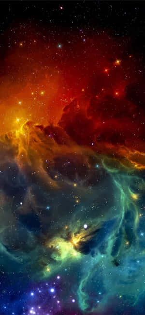 太空中帶有發光星星的彩色星雲 — iPhone 15 Pro 壁紙