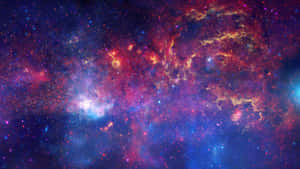 深空中帶有發光雲層和星星的彩色星雲。 — 淺紫色動態圖片 壁紙