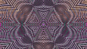 抽象數位藝術作品，色彩繽紛的幾何圖案從中心向外輻射。 — 幻覺 壁紙
