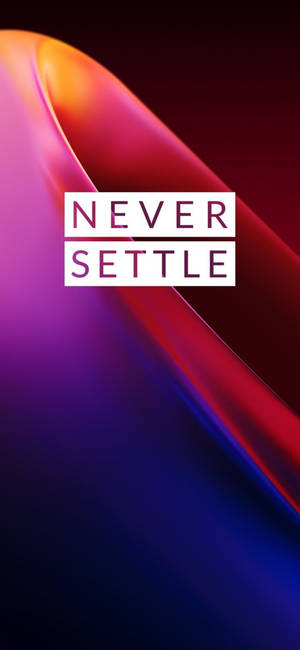 帶有粗體文字「never settle」的動態抽象漸變 — iPhone 16 壁紙