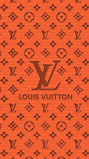 帶有 Louis Vuitton 字母組合圖案和標誌的橙色皮革。 — 美學手機GIF 壁紙