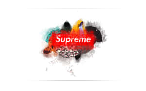 Supreme服飾的水彩藝術品，白色背景上帶有紅色標誌。 — 1920x1200 壁紙