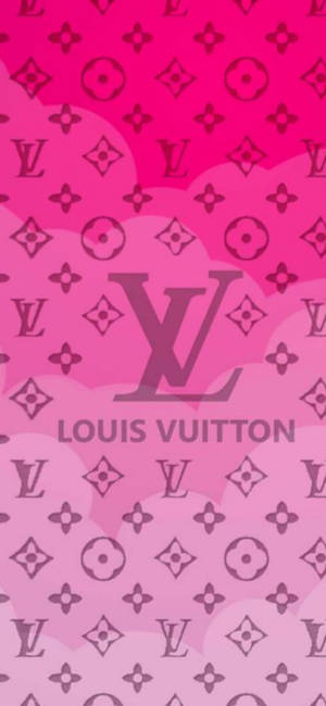 粉紅色漸變牆紙，帶有 Louis Vuitton 字母圖案和標誌。 — Pixel 11 Pro 壁紙