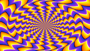 充滿活力的紫色和黃色鋸齒圖案形成催眠般的隧道錯覺。 — 幻覺 壁紙