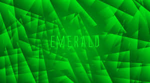 抽象綠色幾何圖案，中心帶有發光的 emerald 文字。 — 淺綠色美學動態圖 壁紙