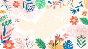 柔和背景上帶有葉子和花朵的色彩繽紛花卉圖案。 — Tumblr 文青風格 壁紙