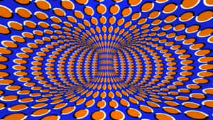 橙色和藍色橢圓形狀形成的催眠隧道，產生視覺錯覺。 — 幻覺 壁紙