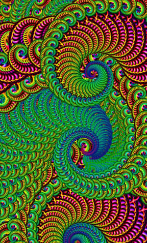霓虹色彩的鮮豔分形螺旋創造出迷人的抽象圖案。 — 碎形動畫 壁紙