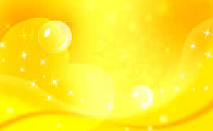 燦爛的黃色抽象設計，帶有漂浮氣泡和閃爍星星。 — 黃色美學 壁紙