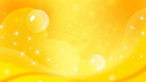 帶有浮動氣泡和閃爍星星的黃色抽象背景。 — 黃色美學 壁紙