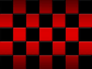 紅黑3D立方體棋盤格圖案，帶光澤飾面。 — 紅色美學 壁紙