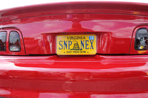 紅色汽車車尾箱，帶有維珍尼亞州車牌，上面寫著SNP NEX和Don't Tread On Me。 — Surface Laptop 壁紙