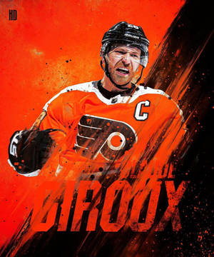 冰球運動員 Claude Giroux 身穿橙色球衣激烈咆哮。 — Motorola Razr Ultra 2026 壁紙