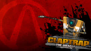Claptrap機器人發光的眼睛在紅色飛濺背景上。 — 機械人 壁紙