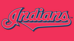 粉紅色背景上的紅色和深藍色 Indians 棒球隊標誌 — BTS標誌 壁紙